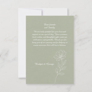 Tarjeta De Agradecimiento Elegancia nupcial floral minimalista romántica con