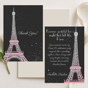 Tarjeta De Agradecimiento Elegancia parisina rosa rubor brillo cumpleaños du