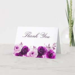 Tarjeta De Agradecimiento Elegancia Púrpura: Bodas Florales de Rosas Violeta