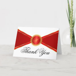 Tarjeta De Agradecimiento Elegancia Roja Monograma