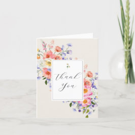 Tarjeta De Agradecimiento Elegancia Rosa Boho Floral Gracias