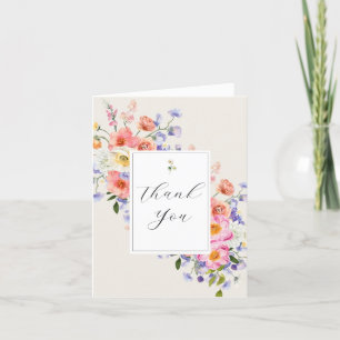 Tarjeta De Agradecimiento Elegancia Rosa Boho Floral Gracias