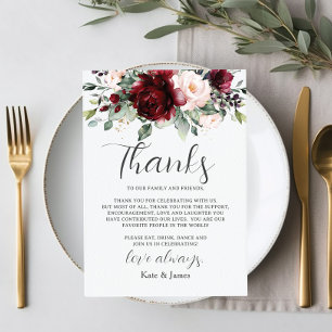 Tarjeta De Agradecimiento Elegancia Rústica Floral Rosa Burdeos Compartir Fo