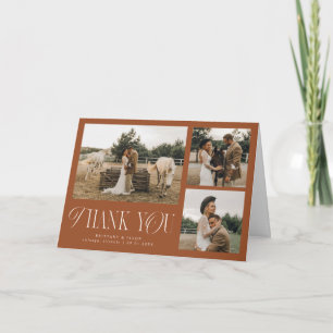 Tarjeta De Agradecimiento Elegancia Rústica Multi Foto Boda Terracota