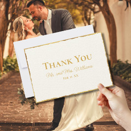 Tarjeta De Agradecimiento Elegancia simple Boda Luxe Gold Edge