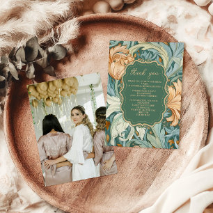 Tarjeta De Agradecimiento Elegancia vintage William Morris Bridal