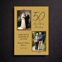 Tarjeta De Agradecimiento Elegant 50th Anniversary Gold Photo Thank You