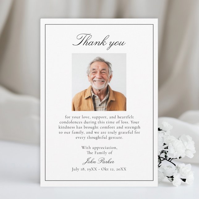 Tarjeta De Agradecimiento Elegant After Funeral Memorial Sympathy  (Elegant After Funeral Memorial Sympathy Thank You Card)