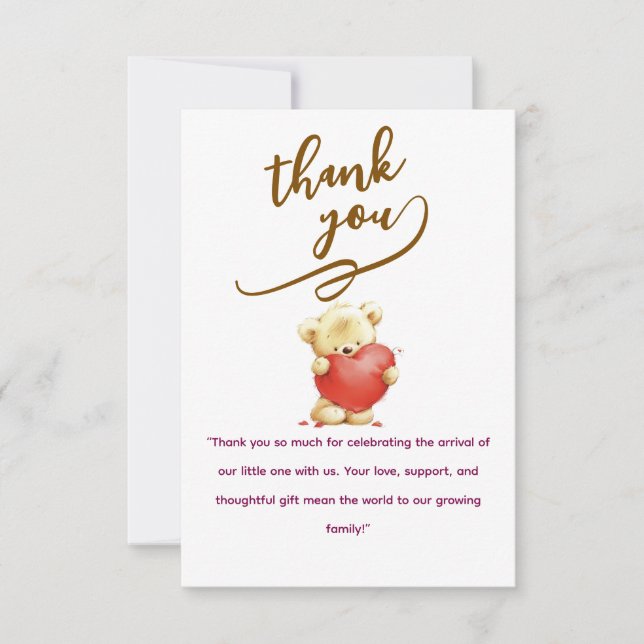 Tarjeta De Agradecimiento Elegant Baby personalized Flat Thank You Card (Anverso)