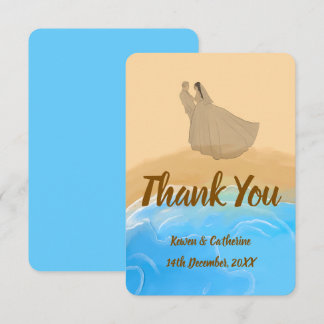 Tarjeta De Agradecimiento Elegant Beach Watercolor Wedding Thank You Card