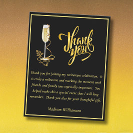 Tarjeta De Agradecimiento Elegant Black and Gold Budget Retirement