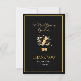 Tarjeta De Agradecimiento Elegant Black And Gold New Year Thank You Card