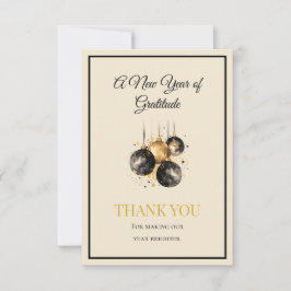 Tarjeta De Agradecimiento Elegant Black And Gold New Year Thank You Card