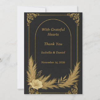 Tarjeta De Agradecimiento Elegant Black and Gold Wedding Thank You Card