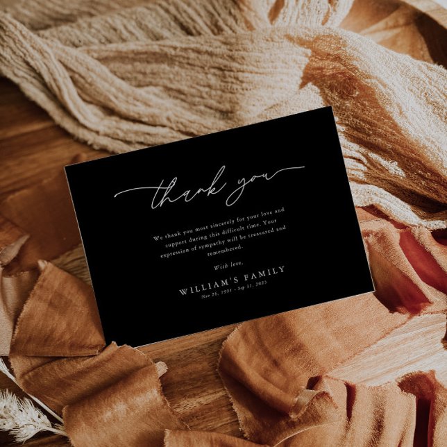 Tarjeta De Agradecimiento Elegant Black Funeral (Subido por el creador)