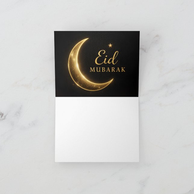 Tarjeta De Agradecimiento Elegant Black & Gold Eid Mubarak Card – Premium Is (Interior)