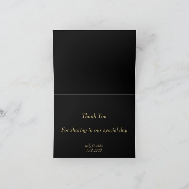 Tarjeta De Agradecimiento Elegant Black & Gold Than You card (Interior)