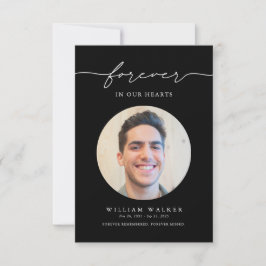 Tarjeta De Agradecimiento Elegant Black Photo Forever In Our Hearts Funeral