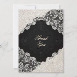 Tarjeta De Agradecimiento Elegant Black White Lace Wedding Thank You Note