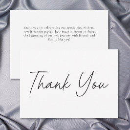 Tarjeta De Agradecimiento Elegant Black White Minimalist Wedding