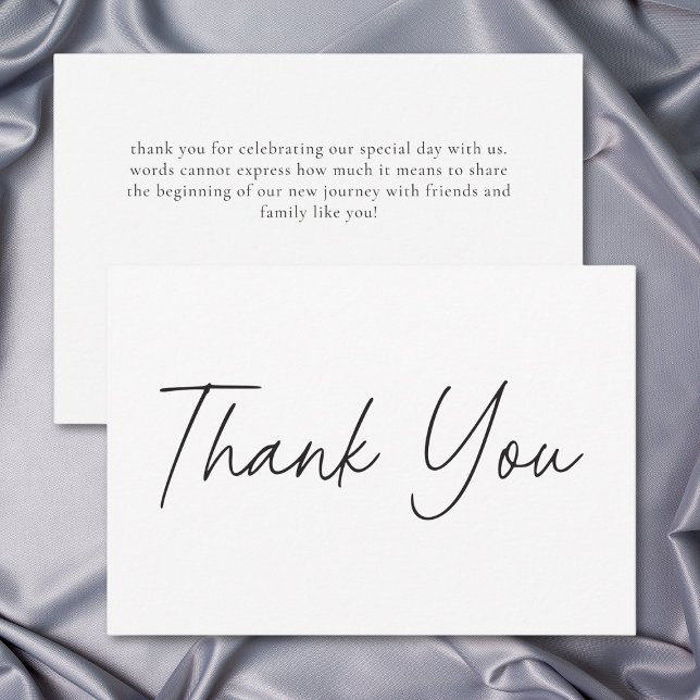 Tarjeta De Agradecimiento Elegant Black White Minimalist Wedding (Elegant Black White Minimalist Wedding Thank You Card)