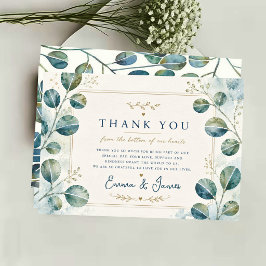 Tarjeta De Agradecimiento Elegant Blue Eucalyptus Watercolor