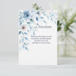 Tarjeta De Agradecimiento Elegant Blue Floral Directions Enclosure Card