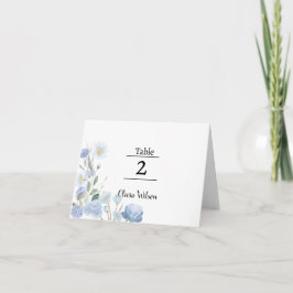 Tarjeta De Agradecimiento Elegant Blue Floral Table Card