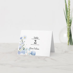 Tarjeta De Agradecimiento Elegant Blue Floral Table Card
