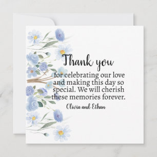 Tarjeta De Agradecimiento Elegant Blue Floral Wedding Thank You Card
