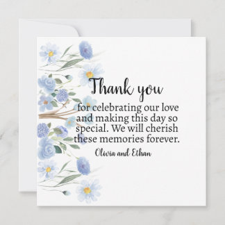 Tarjeta De Agradecimiento Elegant Blue Floral Wedding Thank You Card