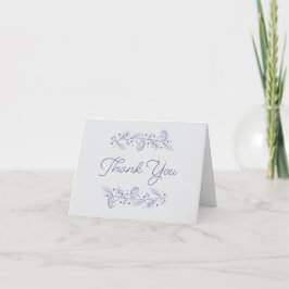 Tarjeta De Agradecimiento Elegant Blue Hand Drawn Floral Vines