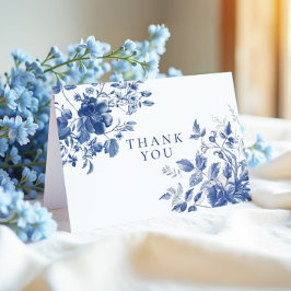Tarjeta De Agradecimiento Elegant Blue Toile Chinoiserie Bridal Shower