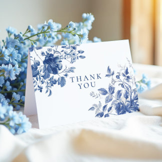 Tarjeta De Agradecimiento Elegant Blue Toile Chinoiserie Bridal Shower