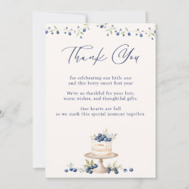 Tarjeta De Agradecimiento Elegant Blueberry First Birthday