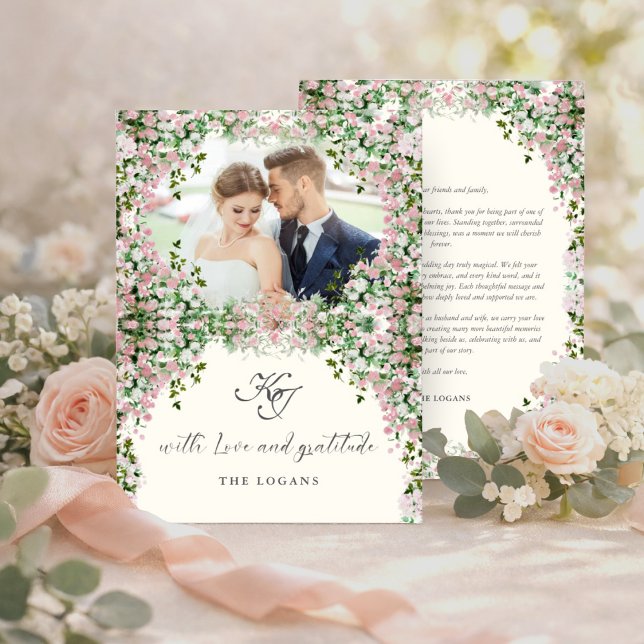 Tarjeta De Agradecimiento Elegant Blush Garden Photo (Subido por el creador)