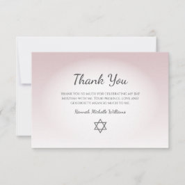 Tarjeta De Agradecimiento Elegant Blush Pink Feminine Simple Bat Mitzvah 