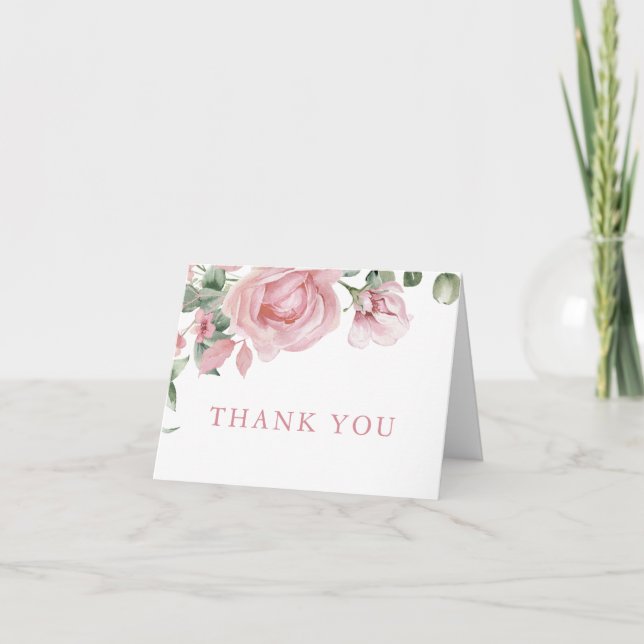 Tarjeta De Agradecimiento Elegant Blush Pink Roses Thank You (Anverso)