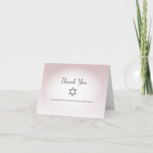 Tarjeta De Agradecimiento Elegant Blush Pink Simple Feminine Bat Mitzvah (Anverso)