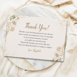 Tarjeta De Agradecimiento Elegant Boho Bridal Shower with Beige & Yellow Flo