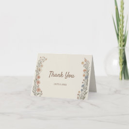 Tarjeta De Agradecimiento Elegant Boho Floral Wedding Thank You Card