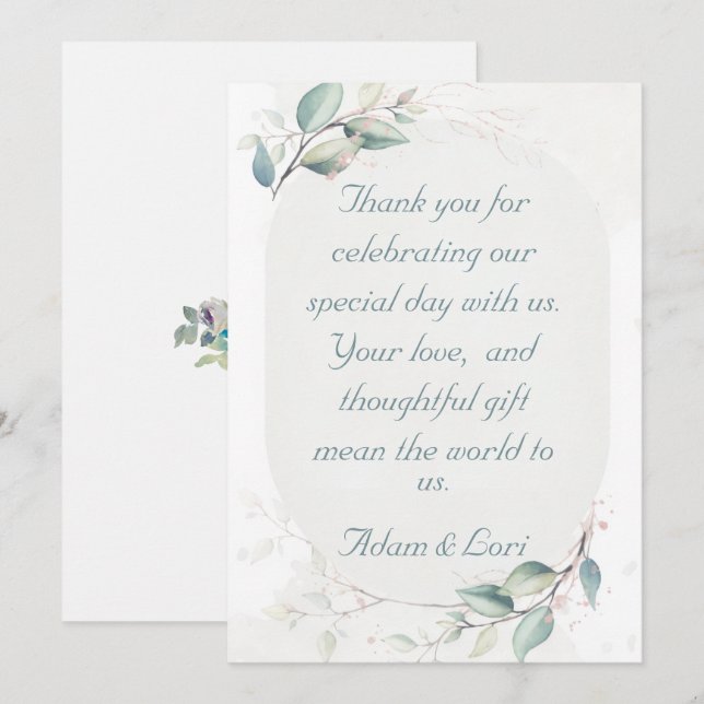 Tarjeta De Agradecimiento Elegant Botanical Love Wedding (Anverso / Reverso)