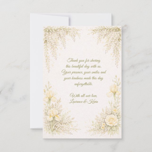 Tarjeta De Agradecimiento Elegant Botanical Wedding  (Anverso)