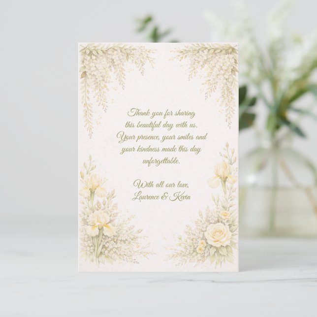 Tarjeta De Agradecimiento Elegant Botanical Wedding  (Anverso de pie)