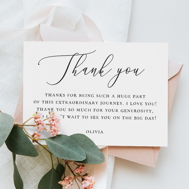 Tarjeta De Agradecimiento Elegant Bridal Shower Note | Minimalist Script (Subido por el creador)