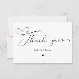 Tarjeta De Agradecimiento Elegant Calligraph Simple Heart Wedding 