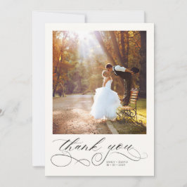 Tarjeta De Agradecimiento Elegant Calligraphy Modern Photos Wedding