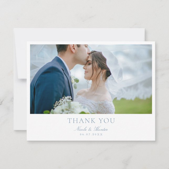Tarjeta De Agradecimiento Elegant Calligraphy Wedding Photo Thank You (Anverso)