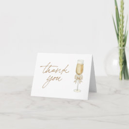 Tarjeta De Agradecimiento Elegant Champagne Chic Bow Script Thank You Card