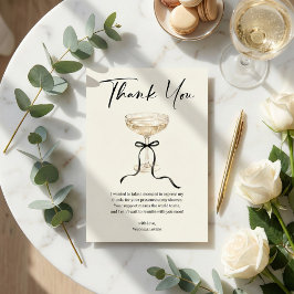 Tarjeta De Agradecimiento Elegant Champagne Coupe Black Bow Bridal Shower